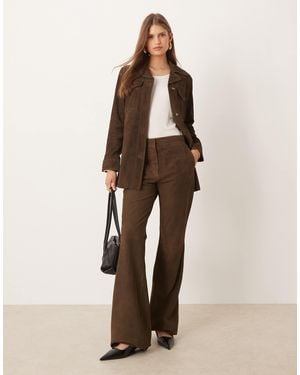 Mango Monte 100% Leather Flared Trouser Co-Ord - Natural