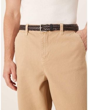 ASOS Bonded Woven Leather Belt - Natural