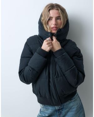 Hollister Oversized Puffer Jacket With Hood - Gray
