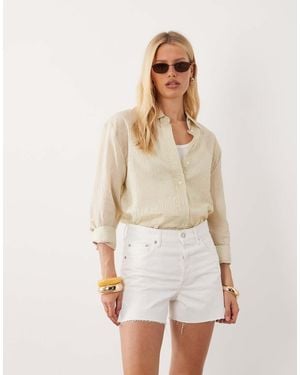 Mango 100% Cotton Denim Shorts - White