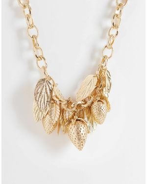 ASOS Statement Necklace With Fruity Charms - Metallic