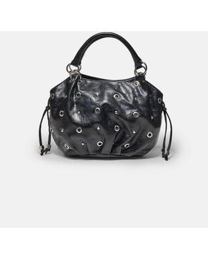 Stradivarius Bucket Bag With Eyelet Detail - Black