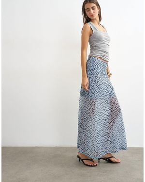 TOPSHOP Polka Dot Ruched Skirt - Grey
