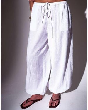 South Beach Seersucker Balloon Pant Trousers - Purple