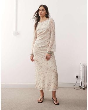 Motel Jadie Bambi Print Scoop Back Maxi Dress - Natural