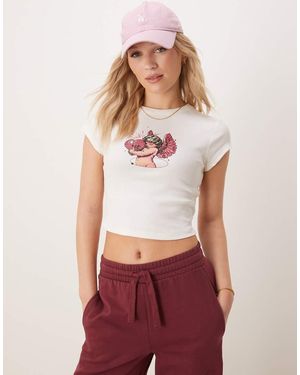 ASOS T-Shirt Mini Bianca Con Grafica "Disco Cupid" - Rosso