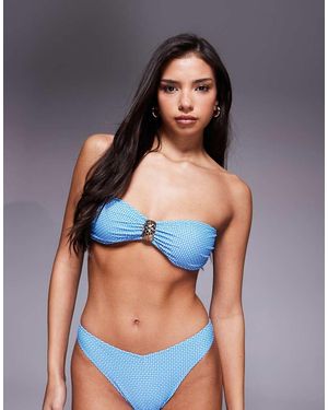 Candypants Geometric Print Bandeau Bikini Top - Blue
