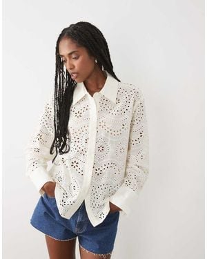Mango Camicia Ricamata 100% Cotone - Bianco