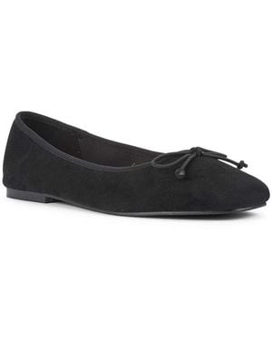 SEQWL Ballet Flats Round Toe Court Shoes With Delicate Bow Detail - Black