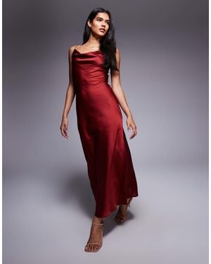 New Look Satin Cowl Neck Midi Dress - Red
