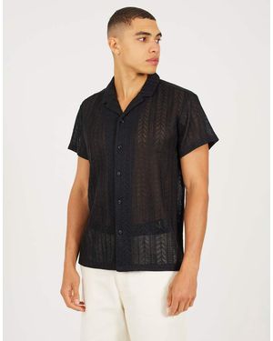 Brave Soul Short Sleeve Sheer Shirt - Black