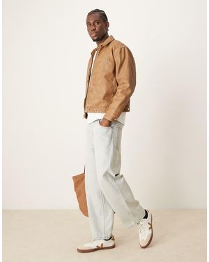 Abercrombie & Fitch Western Vegan Leather Jacket - Natural