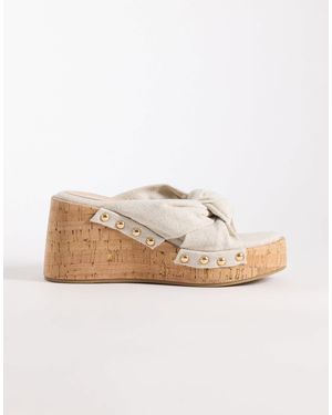 ASOS Tulip Wedges With Twist Detail - Natural
