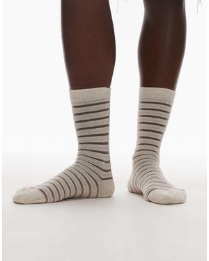 TOPSHOP Sheer Stripe Socks - Brown