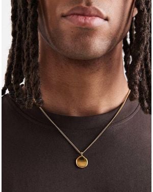 ASOS Waterproof Stainless Steel Molten Pendant - Brown