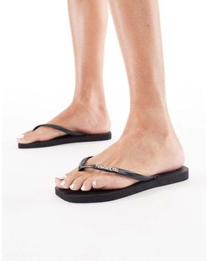 Havaianas Teenslippers Met Vierkante Neus Met Metallic Logo - Wit