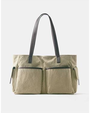 Pull&Bear Tote Tas Met Meerdere Vakken - Naturel