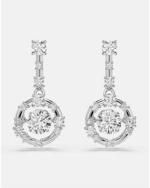 Swarovski Constella Drop Earrings, Round Cut, Dancing Stone, Rhodium Plated - White