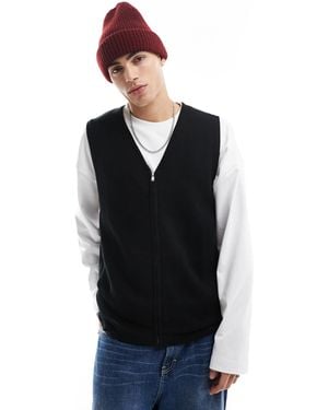 Threadbare Knitted Zip Up Vest - Black