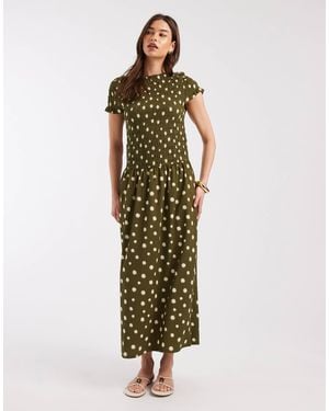 ONLY – gesmoktes maxikleid - Grün