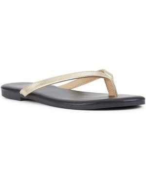 SEQWL Wide Fit Flip-Flops Minimalist Flat Thong Sandals Leather Look Finish - White