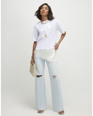 River Island Cotton Lace Hem Asymmetric T-Shirt - White