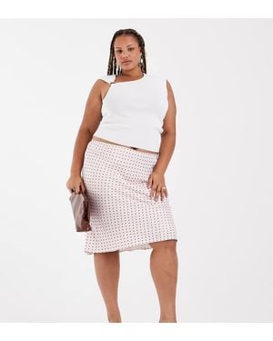 ASOS Asos Design Curve Satin 90's Bias Cut Skirt - Pink