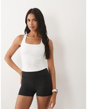 4505 Camiseta Deportiva Blanca Para Correr De Tirantes Ajustables Con Sujetador Integrado De Alta Sujeción - Blanco