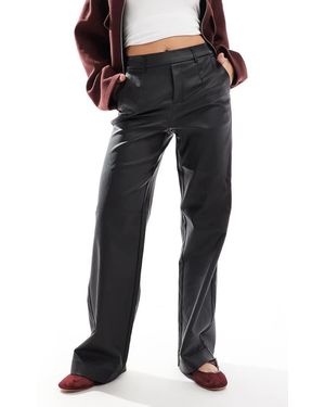 Object Pantaloni Sartoriali A Fondo Ampio Neri Spalmati - Nero