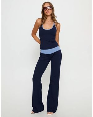 Princess Polly Kobee Foldover Flare Pants - Blue