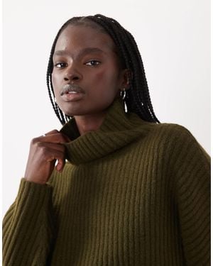 ASOS Batwing Funnel Neck Sweater - Green