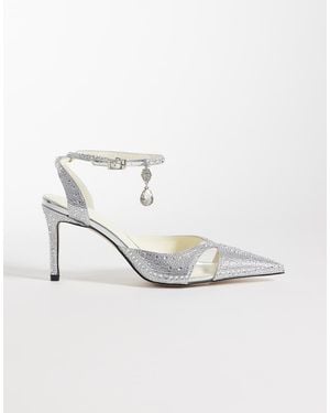 JW PEI Haidi Pointed Toe Crystal Court Shoes - White