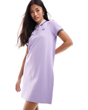 Fred Perry Vestido Claro Estilo Polo Con Ribetes Dobles De - Morado