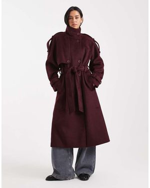 ASOS Gabardina De Vestir Larga Con Cuello Alzado De -Rojo