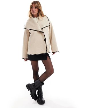 4th & Reckless Oversized Lapel Jacket With Contrast Stitch - White