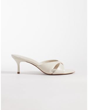 ASOS Hum Premium Cross Strap Mid Heeled Mules - Natural