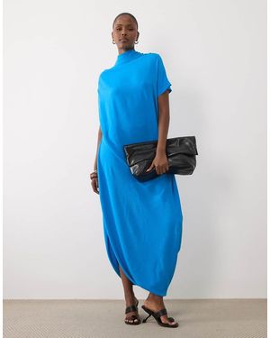ASOS High Neck Scarf Midaxi Dress - Blue