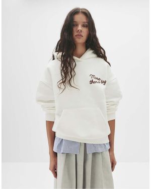 Pull&Bear Slogan Graphic Hoodie - White