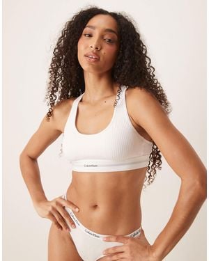 Calvin Klein – geripptes bustier aus modal - Braun