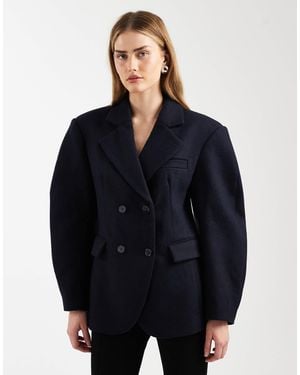 ASOS Tailored Wool Rich Cocoon Sleeve Cinched Waist Blazer - Blue