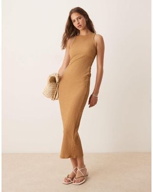 ASOS – strukturiertes midikleid - Natur