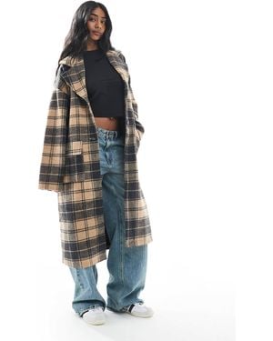 Wednesday's Girl Check Coccon Overcoat - Blue