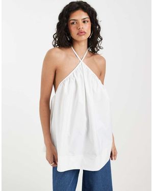 ASOS Haltertop Van Popeline Met A-Lijn - Wit