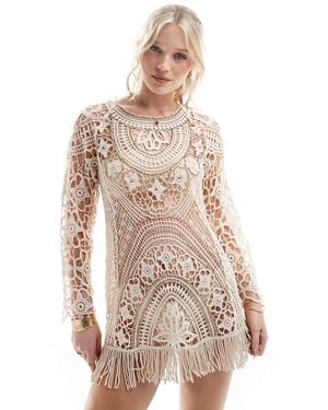 River Island Crochet Mini Dress - Natural