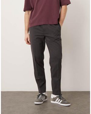 ASOS Smart Flannel Pull On Tapered Trousers - Grey