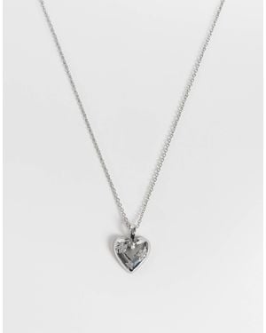 Reclaimed Vintage Heart Pendant Necklace With Star Detail - White