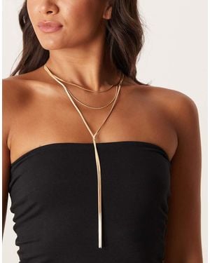 Mango Collar De Varias Hileras De - Negro
