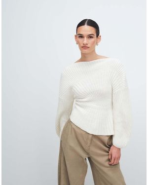ASOS Knit Cinched Pleated Jumper - White