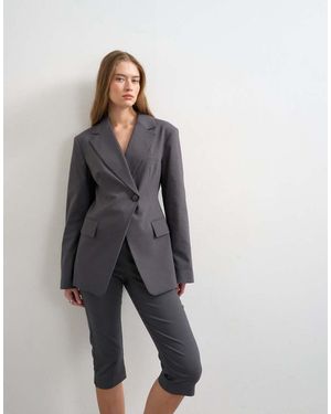TOPSHOP Americana Gris Carbón De Corte Depurado Con Cintura Entallada De (Parte De Un Conjunto)