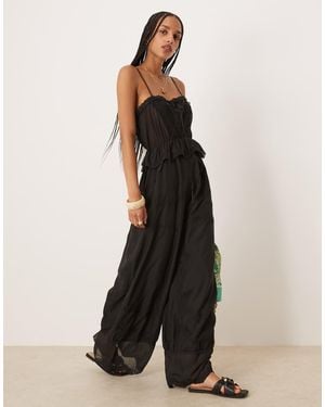 ASOS Embroidered Cami Ribbon Detail - Black